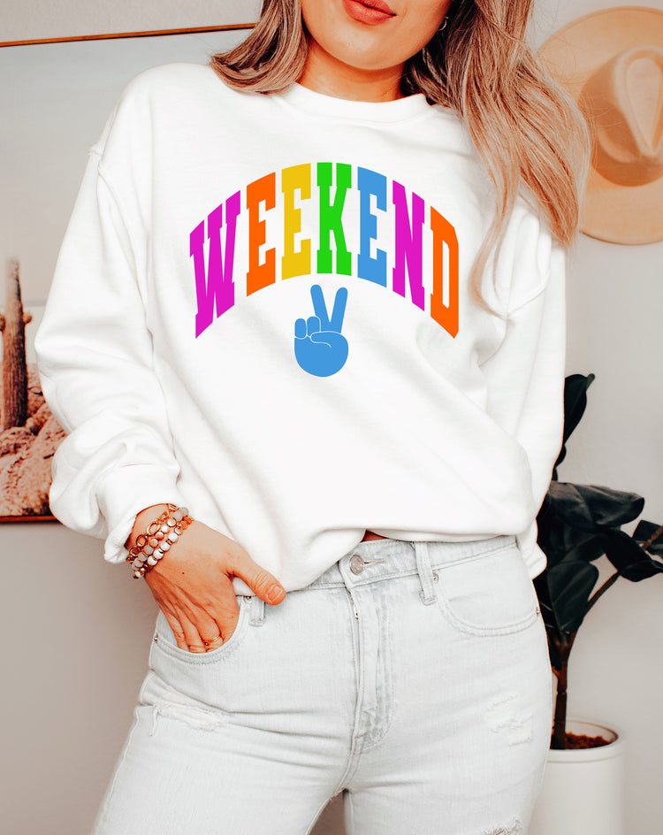 Colorful Weekend Crewneck Sweatshirt