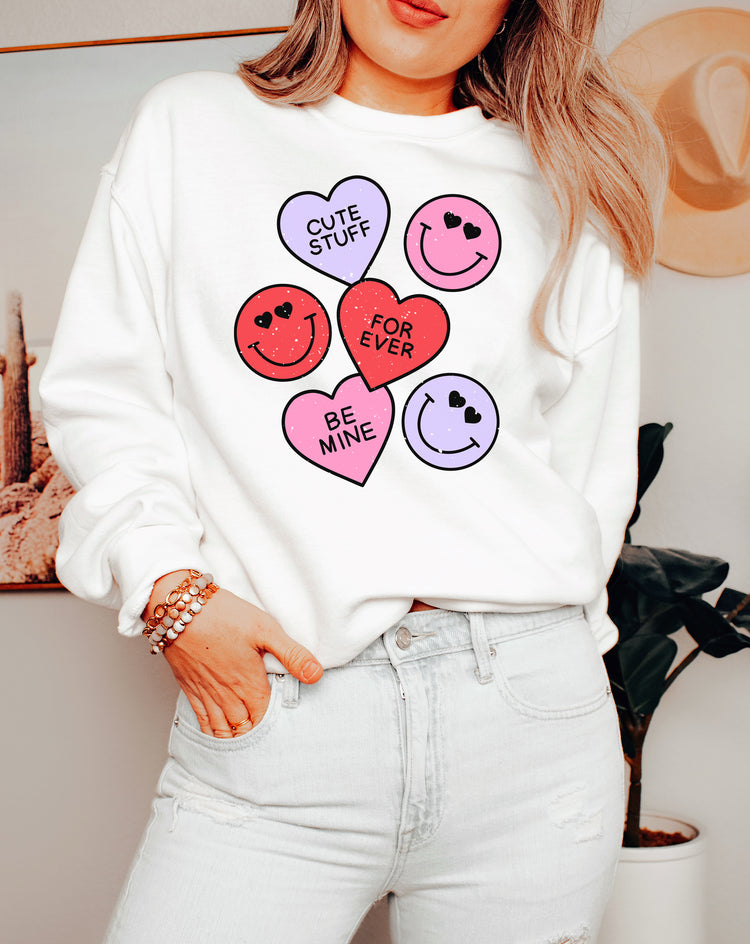 Smiley Hearts Crewneck Sweatshirt