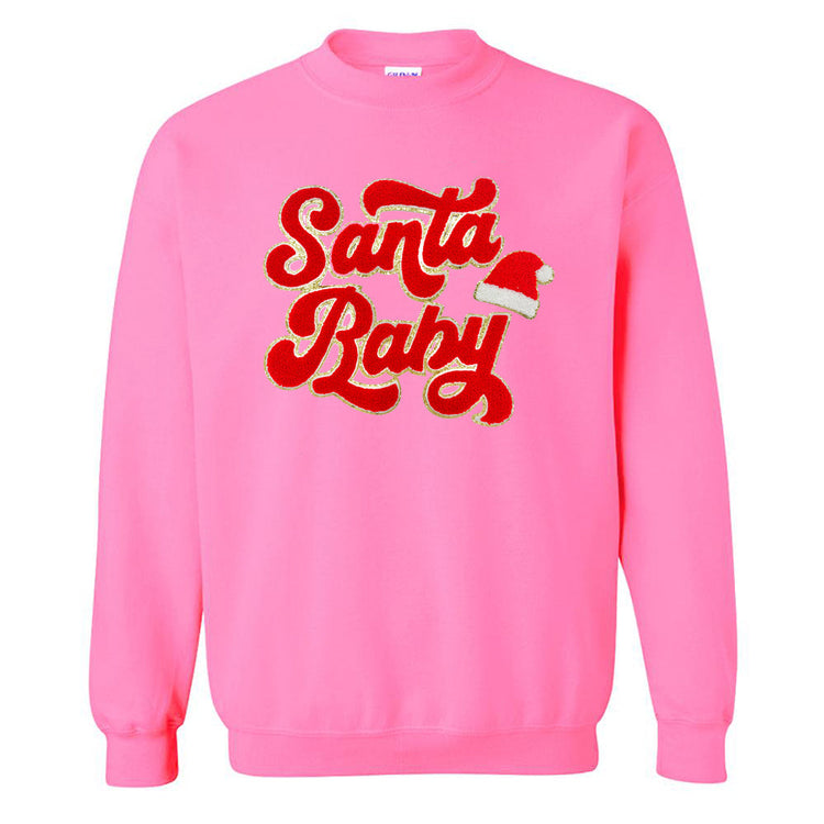 Santa Baby Letter Patch Crewneck Sweatshirt