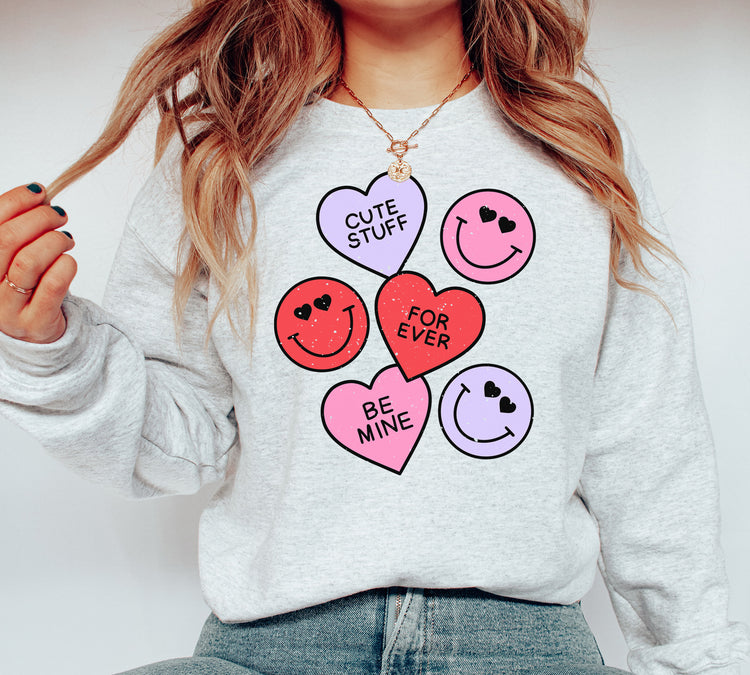 Smiley Hearts Crewneck Sweatshirt