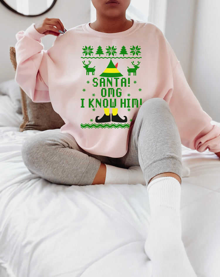 Santa, OMG I Know Him Crewneck Sweatshirt