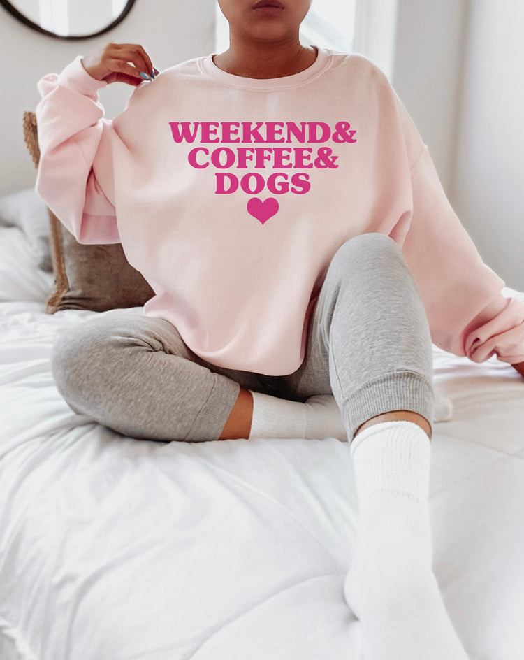 Coffee & Weekend & Dogs Crewneck Sweatshirt
