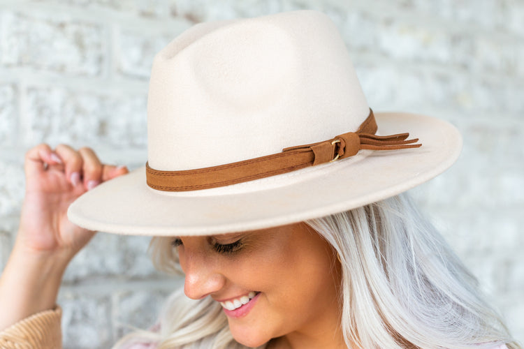Beige Fedora Hat