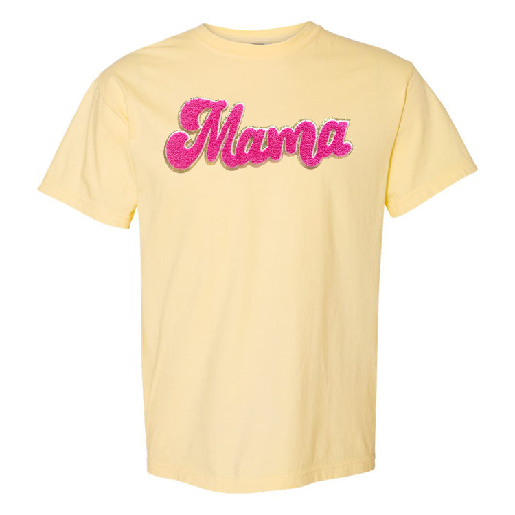 Hot Pink Mama Script Letter Patch T-Shirt
