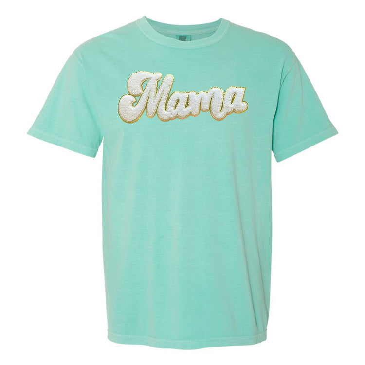 White Mama Script Letter Patch T-Shirt