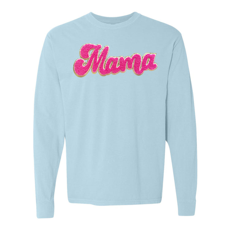 Hot Pink Mama Script Letter Patch Long Sleeve T-Shirt