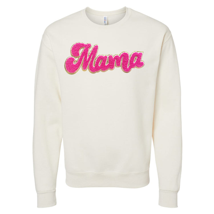 Hot Pink Mama Script Letter Patch Crewneck Sweatshirt