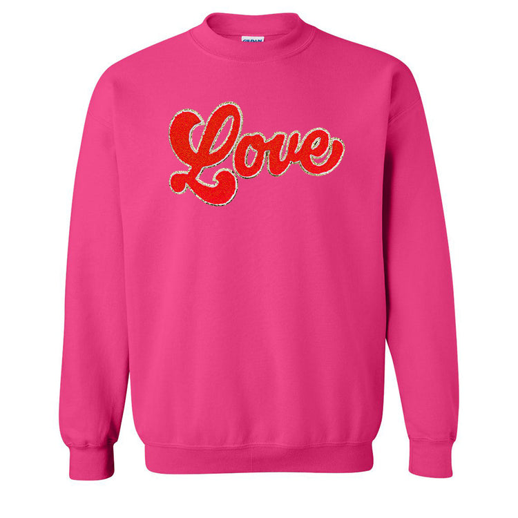 Script Red Love Letter Patch Crewneck Sweatshirt