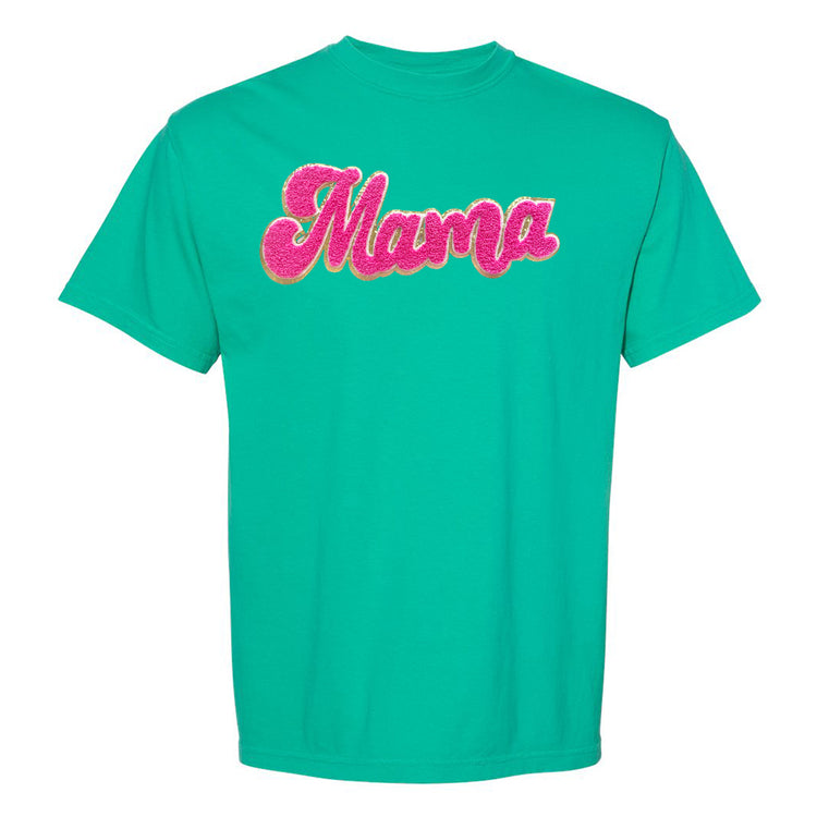 Hot Pink Mama Script Letter Patch T-Shirt