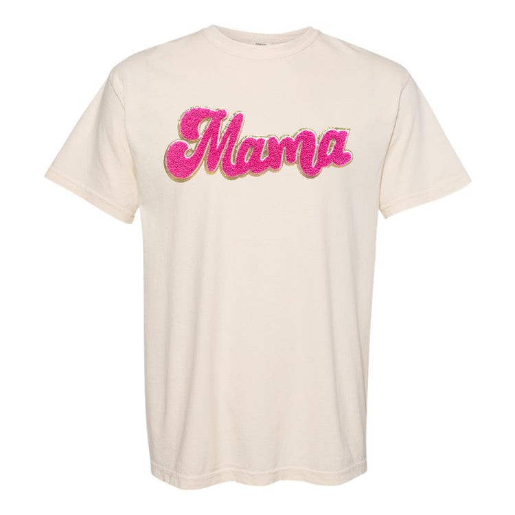 Hot Pink Mama Script Letter Patch T-Shirt
