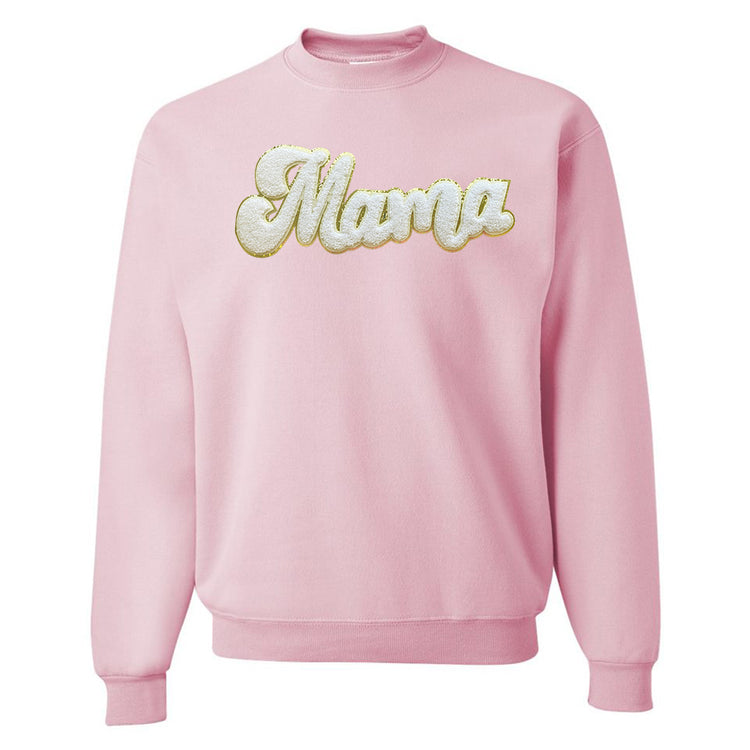 White Mama Script Letter Patch Crewneck Sweatshirt