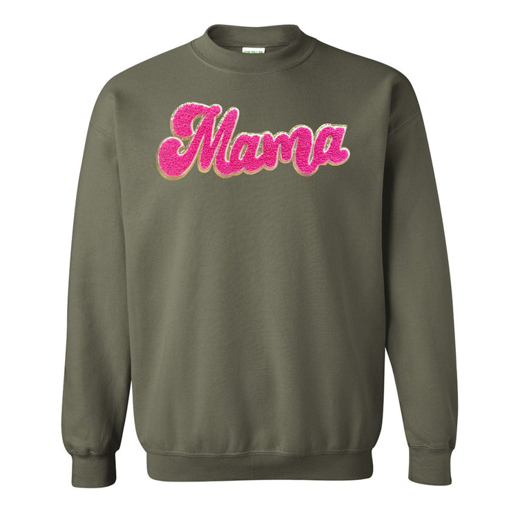 Hot Pink Mama Script Letter Patch Crewneck Sweatshirt
