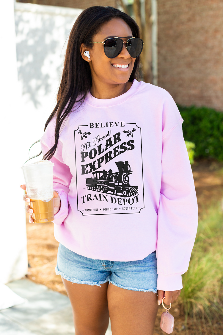 'Polar Express Train Depot' Crewneck Sweatshirt