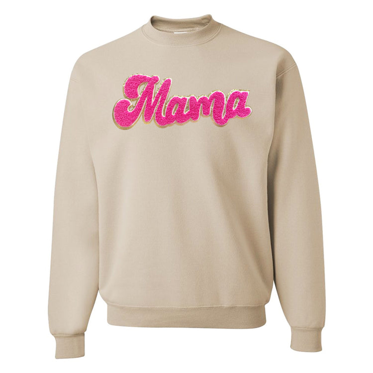 Hot Pink Mama Script Letter Patch Crewneck Sweatshirt