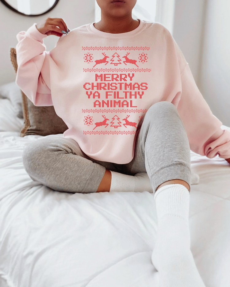 'Merry Christmas Ya Filthy Animal' Crewneck Sweatshirt