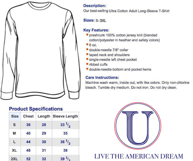 'USA' Floral Pattern Long Sleeve