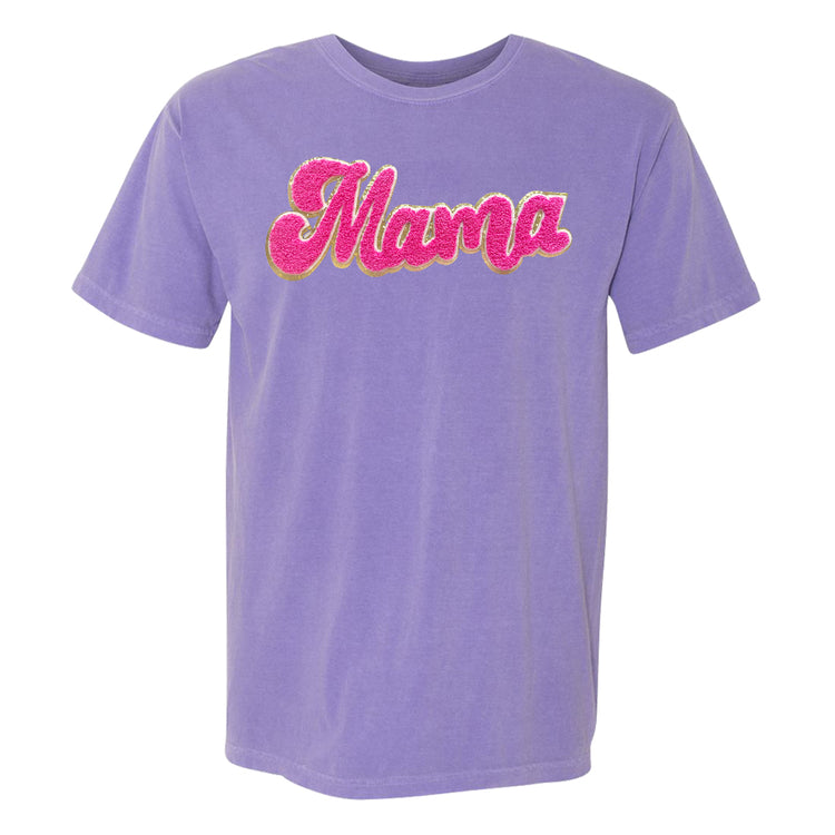 Hot Pink Mama Script Letter Patch T-Shirt