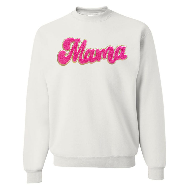 Hot Pink Mama Script Letter Patch Crewneck Sweatshirt