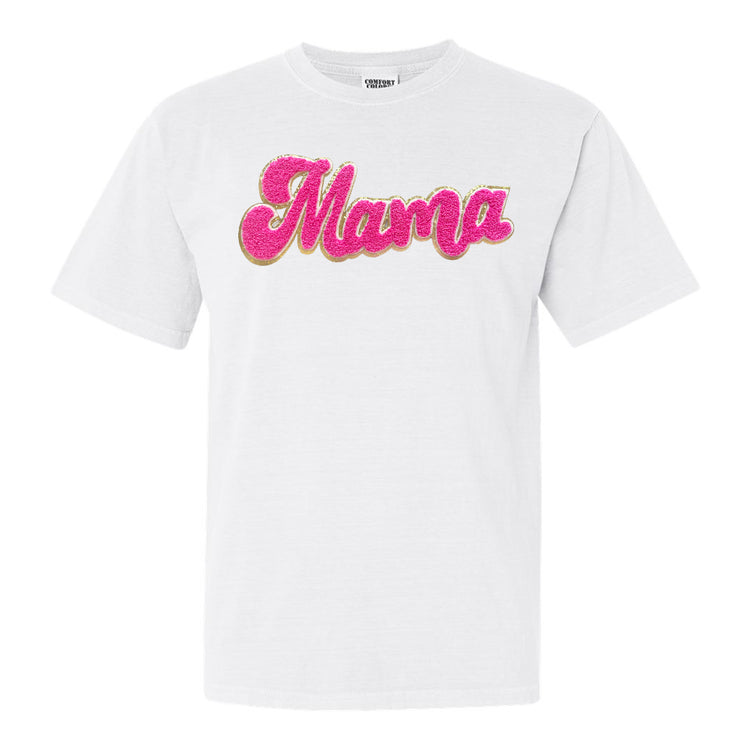 Hot Pink Mama Script Letter Patch T-Shirt