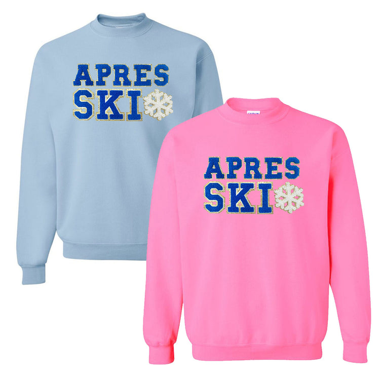 Apres Ski Letter Patch Crewneck Sweatshirt