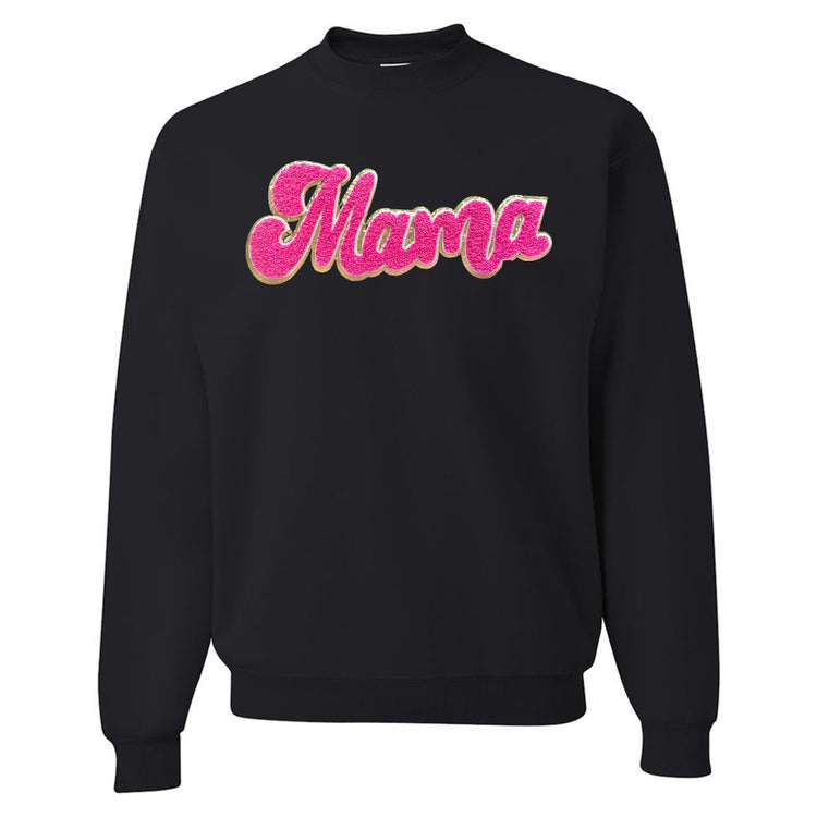 Hot Pink Mama Script Letter Patch Crewneck Sweatshirt
