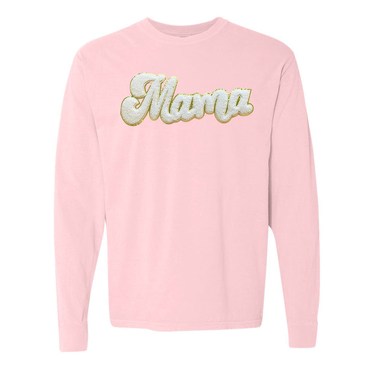 White Mama Script Letter Patch Long Sleeve T-Shirt
