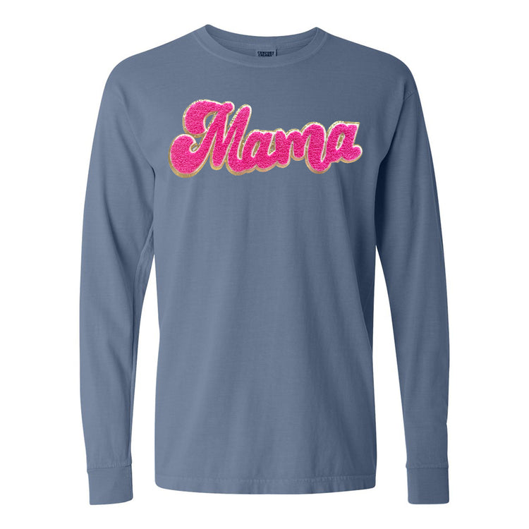 Hot Pink Mama Script Letter Patch Long Sleeve T-Shirt