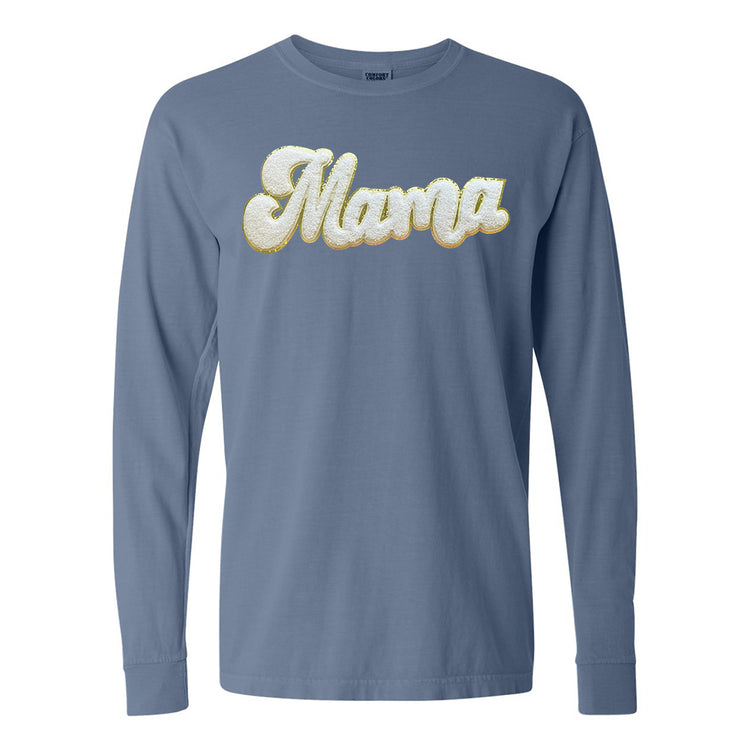 White Mama Script Letter Patch Long Sleeve T-Shirt