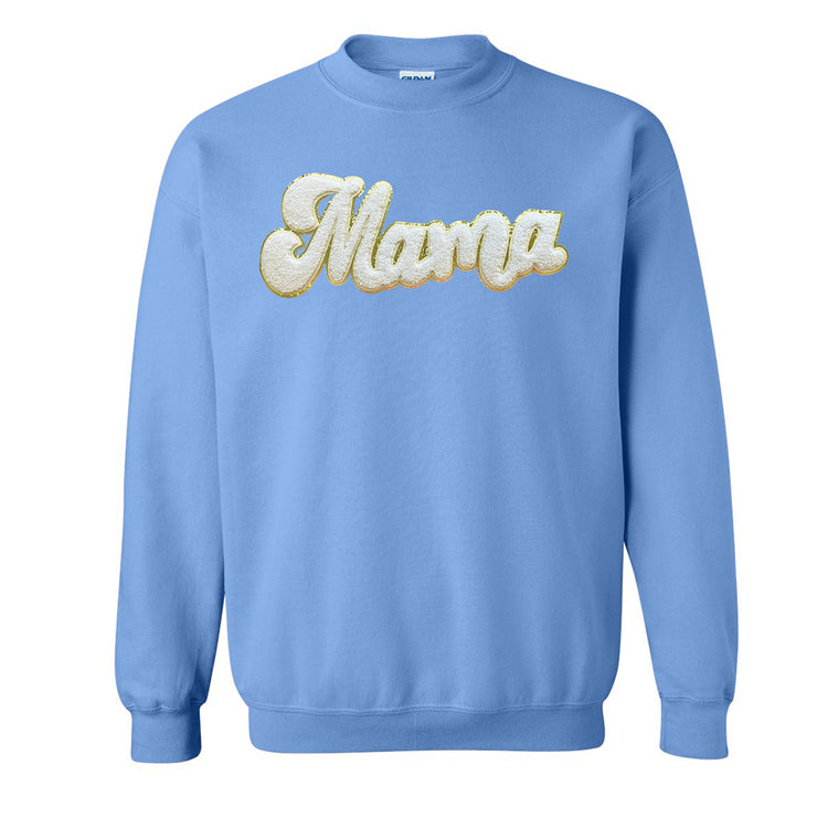 White Mama Script Letter Patch Crewneck Sweatshirt