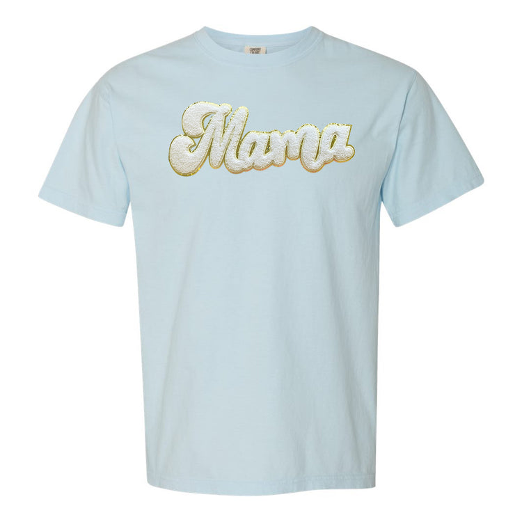 White Mama Script Letter Patch T-Shirt