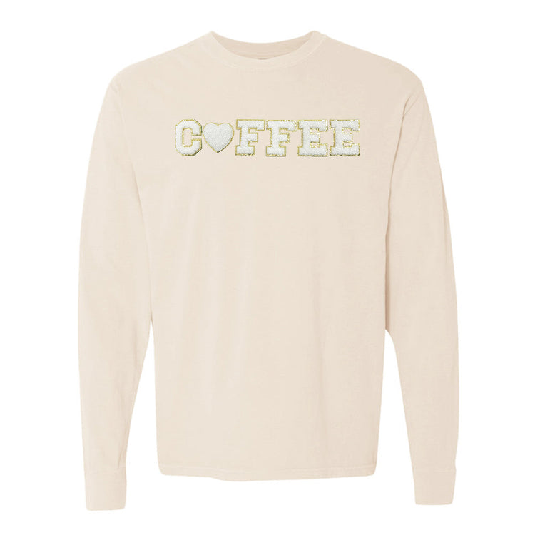 Coffee Heart Letter Patch Long Sleeve T-Shirt