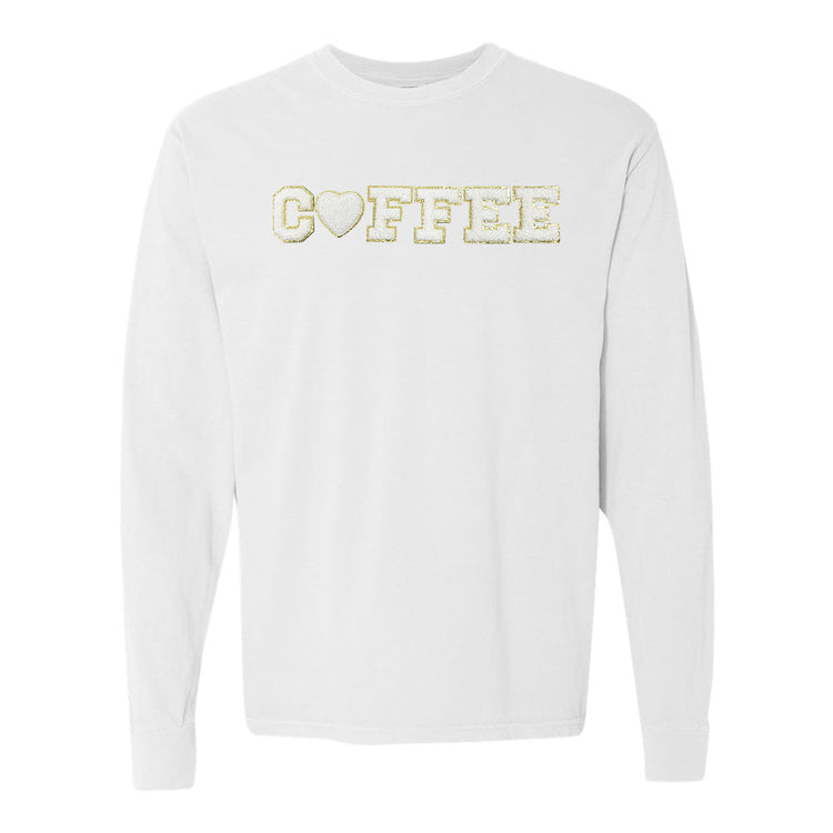 Coffee Heart Letter Patch Long Sleeve T-Shirt
