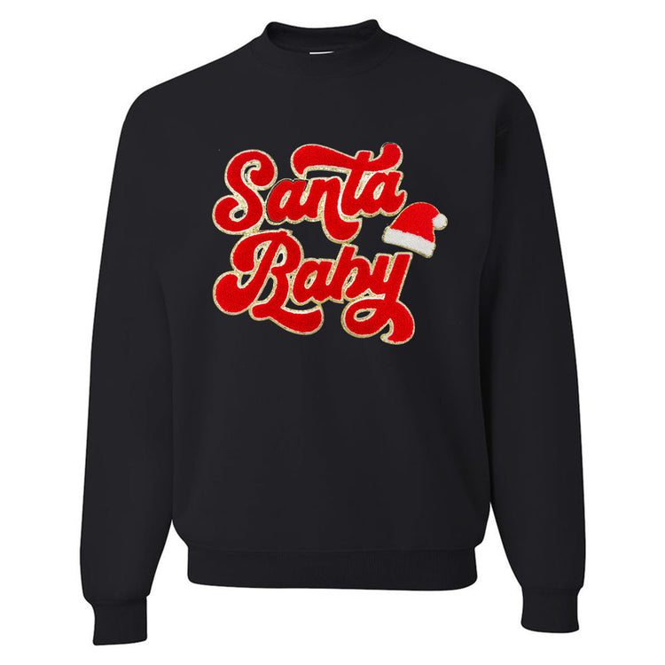 Santa Baby Letter Patch Crewneck Sweatshirt