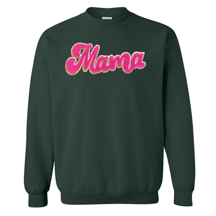 Hot Pink Mama Script Letter Patch Crewneck Sweatshirt