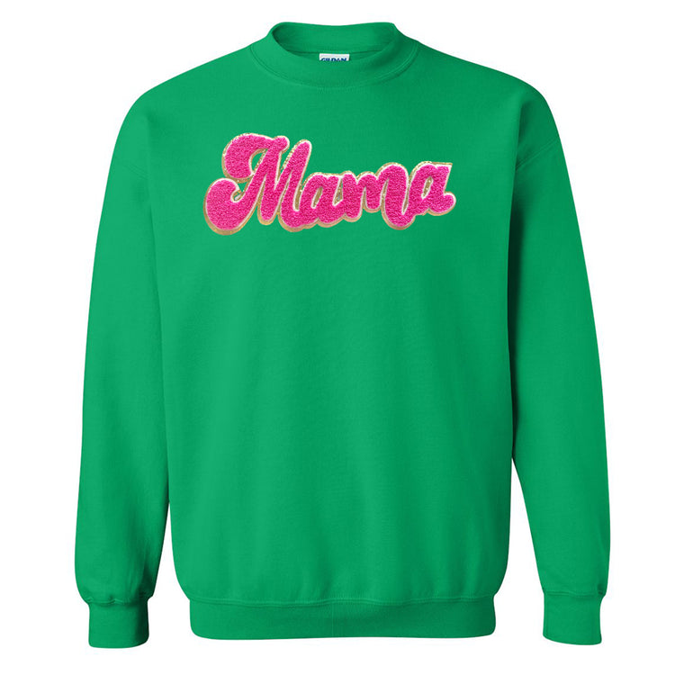 Hot Pink Mama Script Letter Patch Crewneck Sweatshirt
