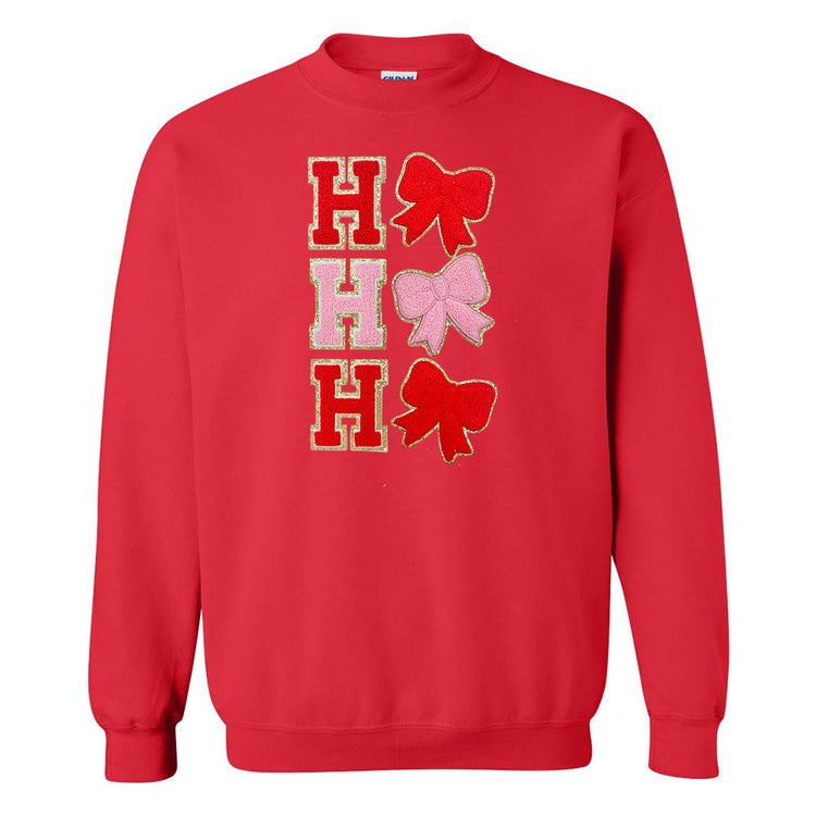 Ho Ho Ho Bows Letter Patch Crewneck Sweatshirt