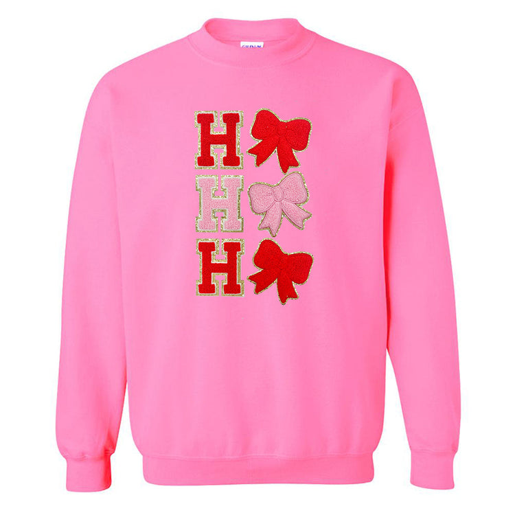 Ho Ho Ho Bows Letter Patch Crewneck Sweatshirt