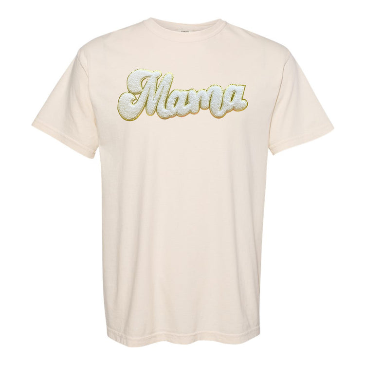 White Mama Script Letter Patch T-Shirt