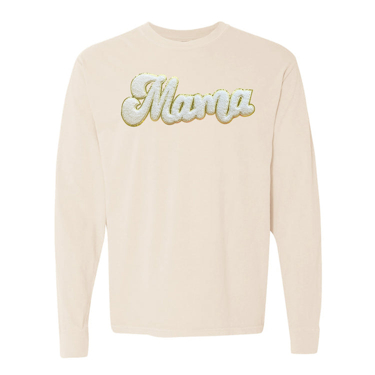 White Mama Script Letter Patch Long Sleeve T-Shirt