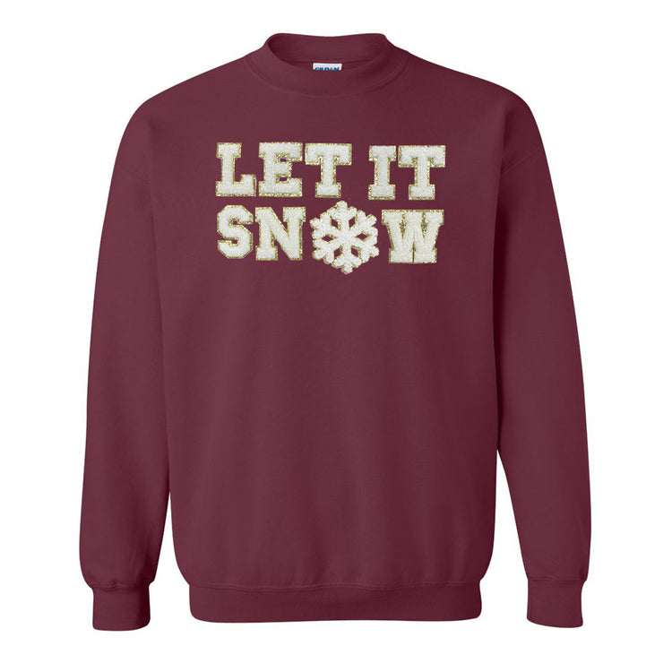 Let It Snow Letter Patch Crewneck Sweatshirt