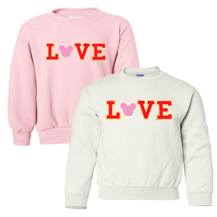 Kids Mickey Love Letter Patch Crewneck Sweatshirt