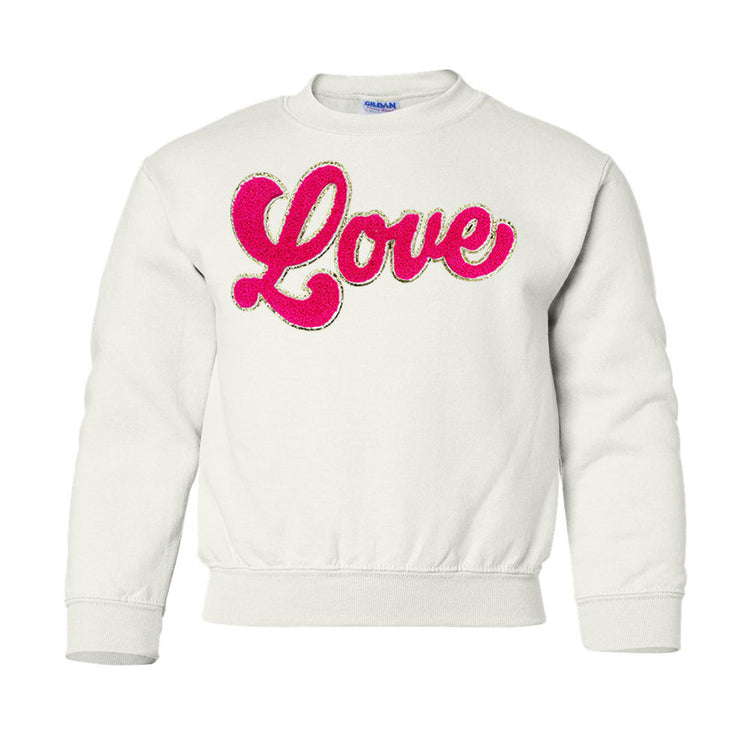Kids Script Hot Pink Love Letter Patch Sweatshirt