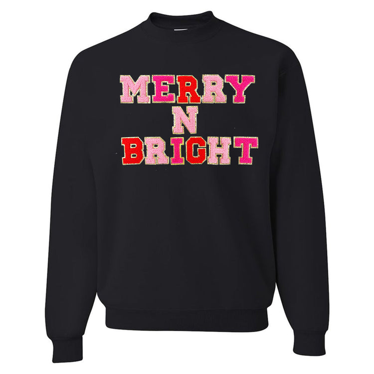 Merry N Bright Letter Patch Crewneck Sweatshirt