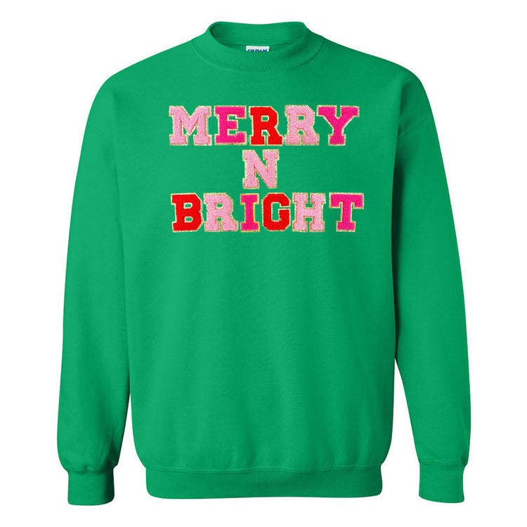 Merry N Bright Letter Patch Crewneck Sweatshirt