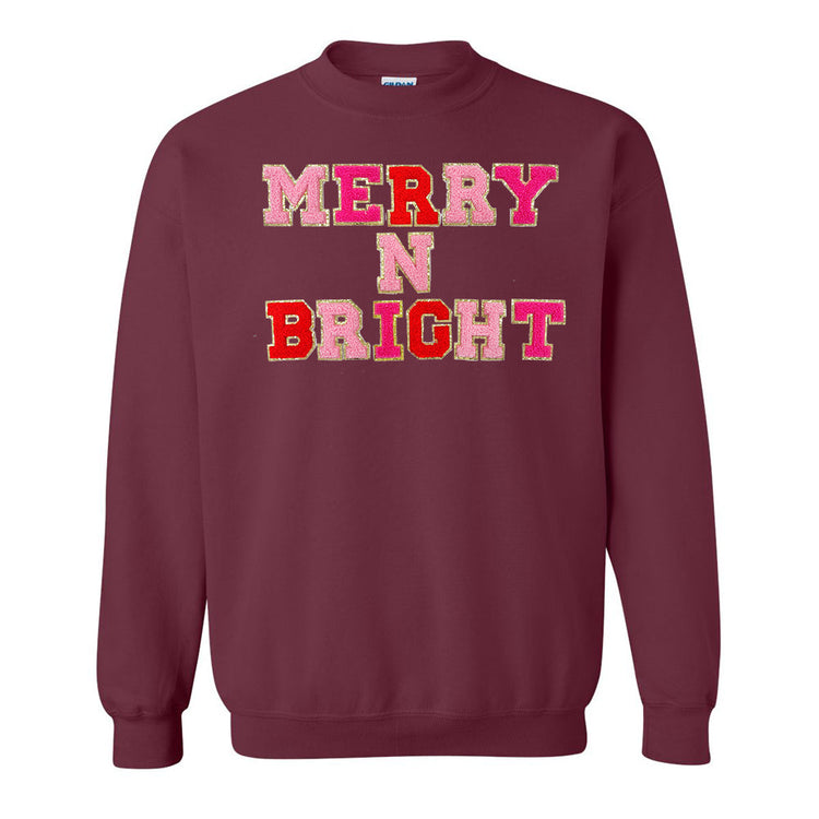 Merry N Bright Letter Patch Crewneck Sweatshirt