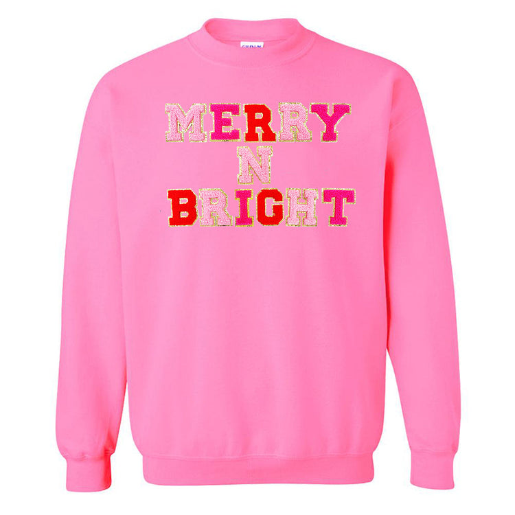 Merry N Bright Letter Patch Crewneck Sweatshirt