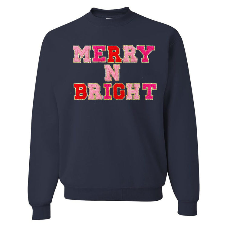 Merry N Bright Letter Patch Crewneck Sweatshirt