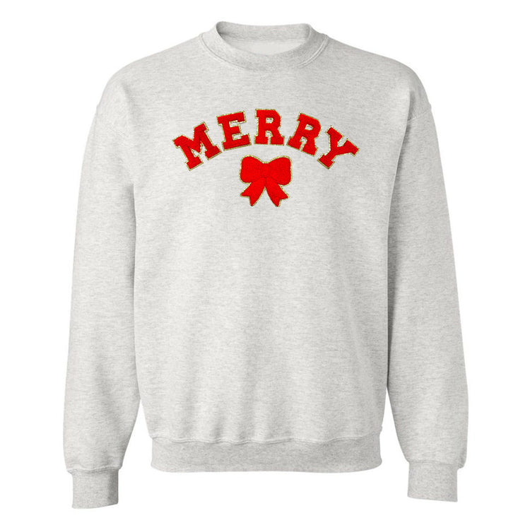 Red Merry Letter Patch Crewneck Sweatshirt