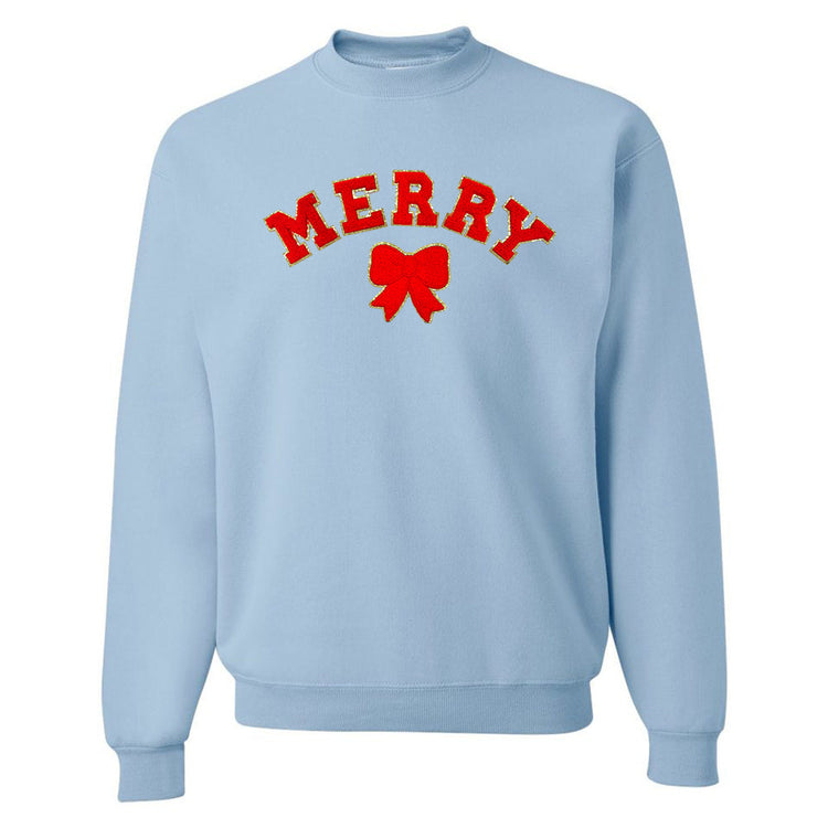 Red Merry Letter Patch Crewneck Sweatshirt