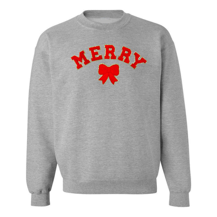 Red Merry Letter Patch Crewneck Sweatshirt